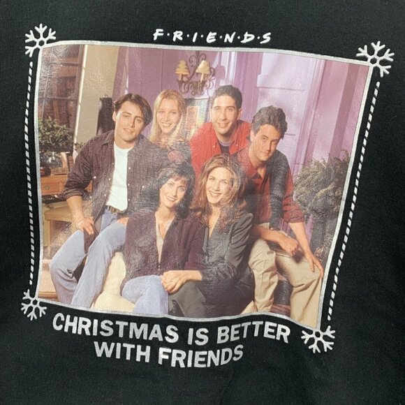 FRIENDS Christmas Black Raw Hem Sweatshirt - Picture 3 of 7
